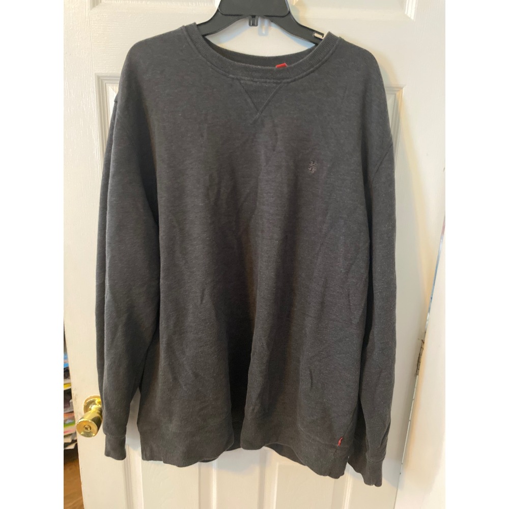 Izod Mens 2XLT Charcoal Heather Gray Crewneck Sweatshirt Fleece Pullover Tall